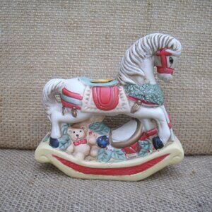 Vintage Porcelain Rocking Horse Candle Holder